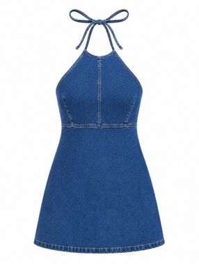 GAP Blue Denim Zip-Up Halter Dress XXL